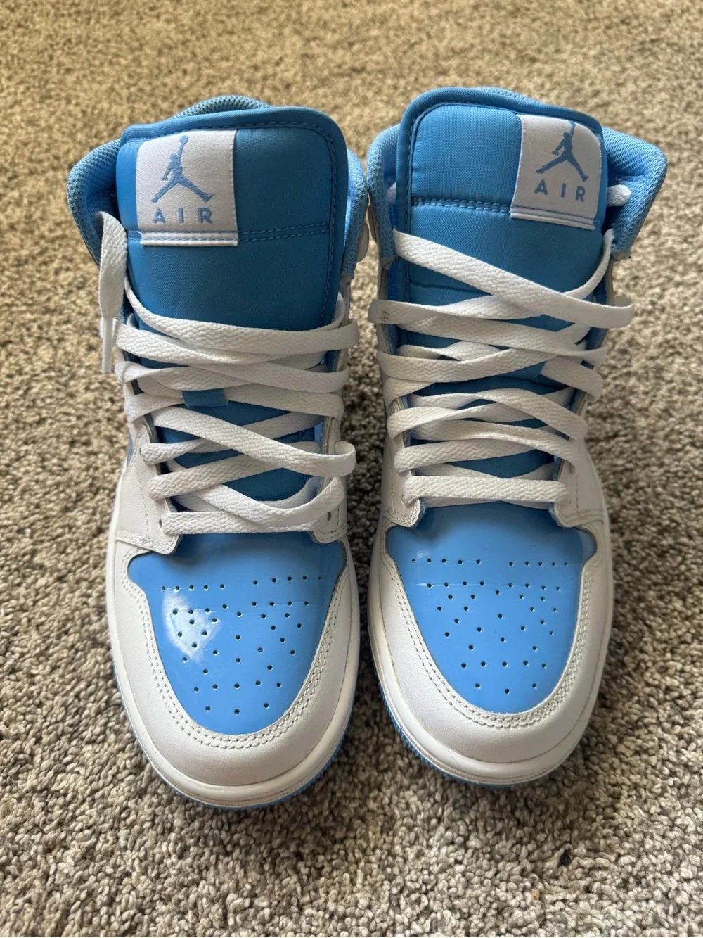 Jordan Mid-Top Sneakers in White and Light Blue
